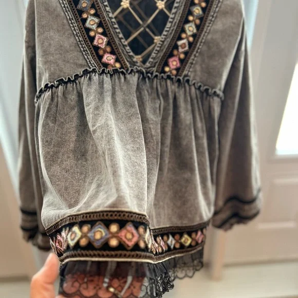 Free people blouse baby doll size large UNIQUE 😉 - Picture 9 of 16